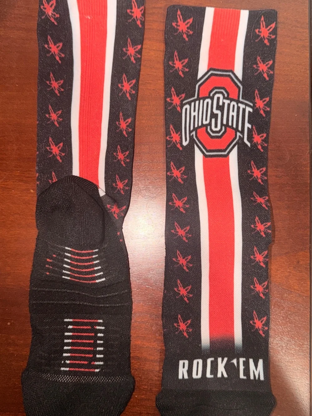 Unisex Black & Red Ohio State Crew Socks